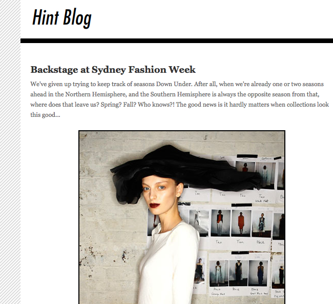 Hint mag reports on Sydney Fashion Week